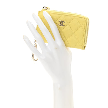 Chanel Caviar Quilted Zipped Key Holder Case Yellow 2 of 8