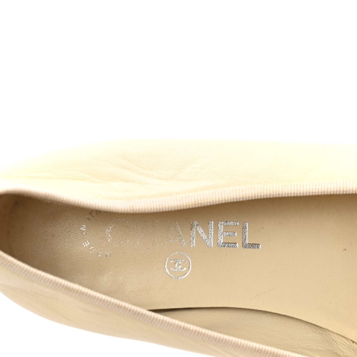 Lambskin Cap Toe Ballerina Flats 39 White Yellow