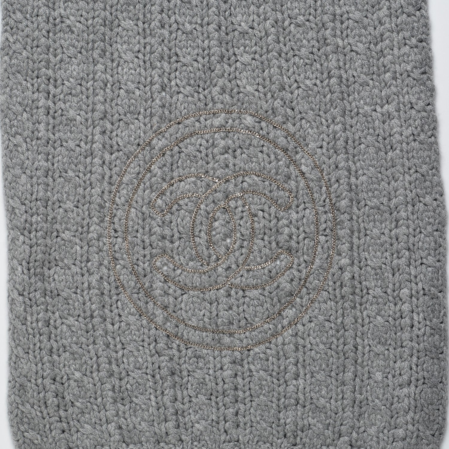 Chanel Cashmere Chain CC Scarf Grey 3 of 4