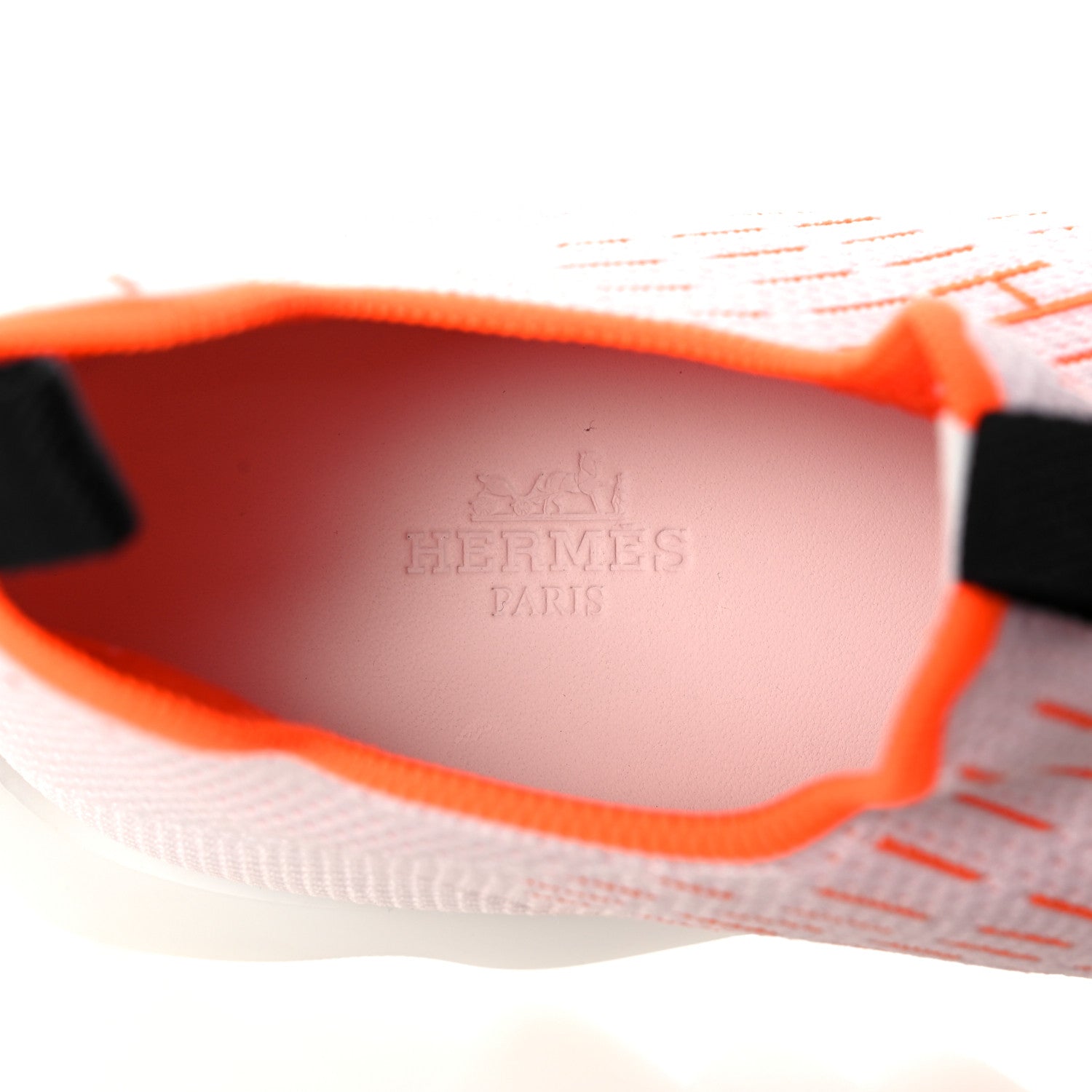 Hermes Technical Canvas Goatskin Womens Eclair Sneakers 38.5 White Orange 7 of 8