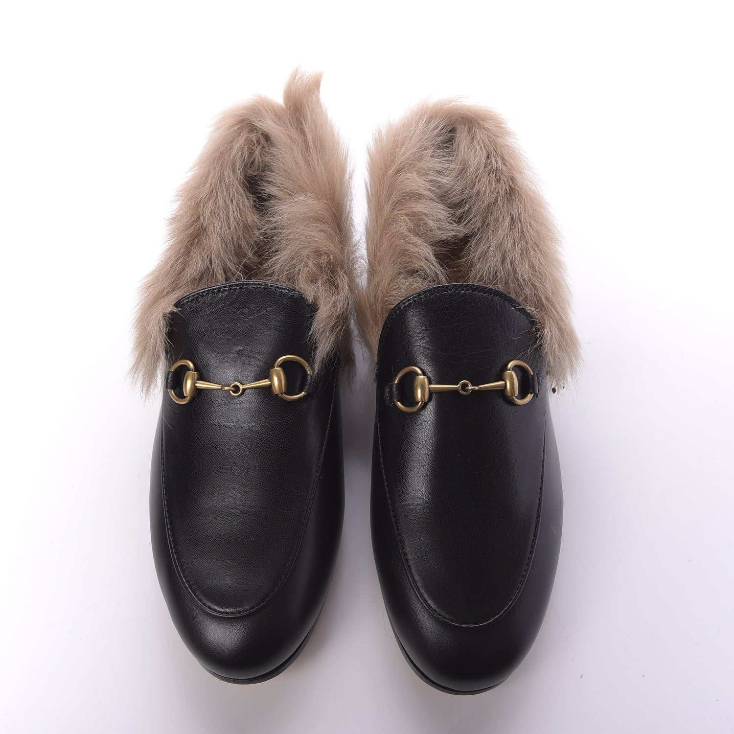 Gucci Malaga Kid Fur Womens Jordaan Loafers 39 Black Natural 5 of 9