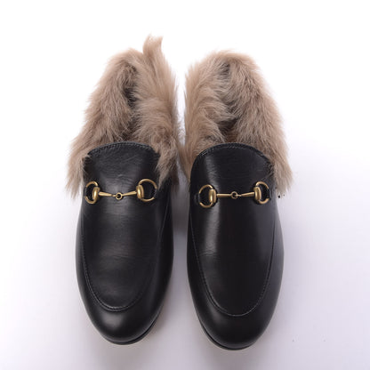 Gucci Malaga Kid Fur Womens Jordaan Loafers 39 Black Natural 5 of 9