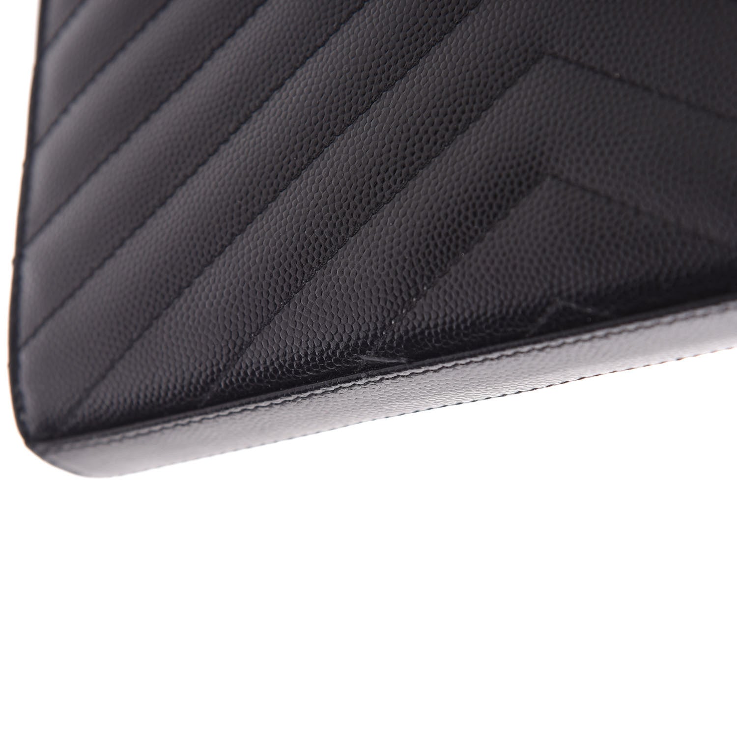 Saint Laurent Grain De Poudre Matelasse Chevron Monogram Chain Wallet Black 10 of 10
