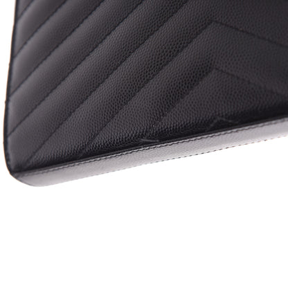 Saint Laurent Grain De Poudre Matelasse Chevron Monogram Chain Wallet Black 10 of 10