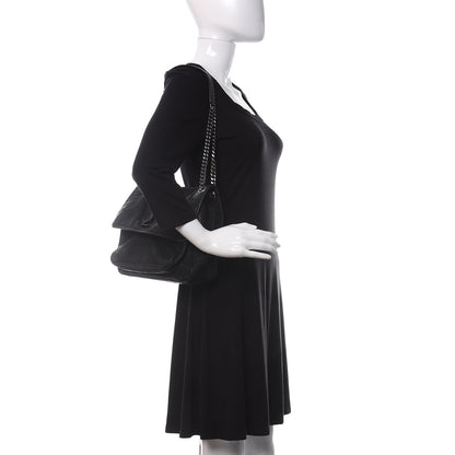 Saint Laurent Nubuck Crocodile Embossed Monogram Medium Niki Chain Satchel Black 2 of 16