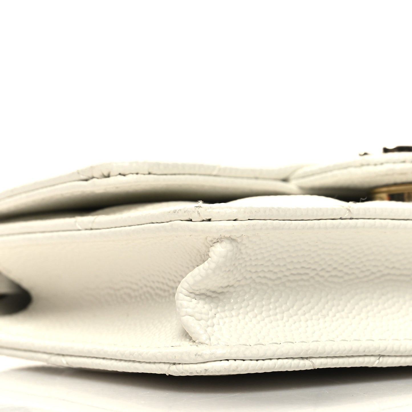 Caviar Quilted Mini Chain Bag White