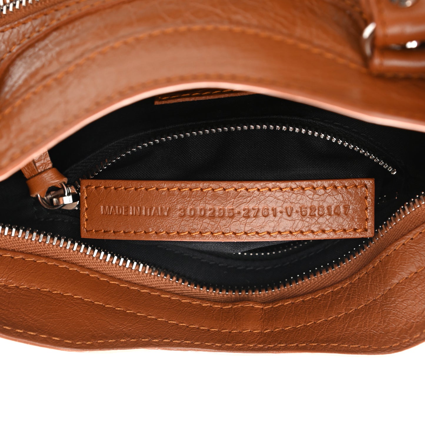 Agneau Classic Silver Hardware Mini City Logo Strap Camel Black