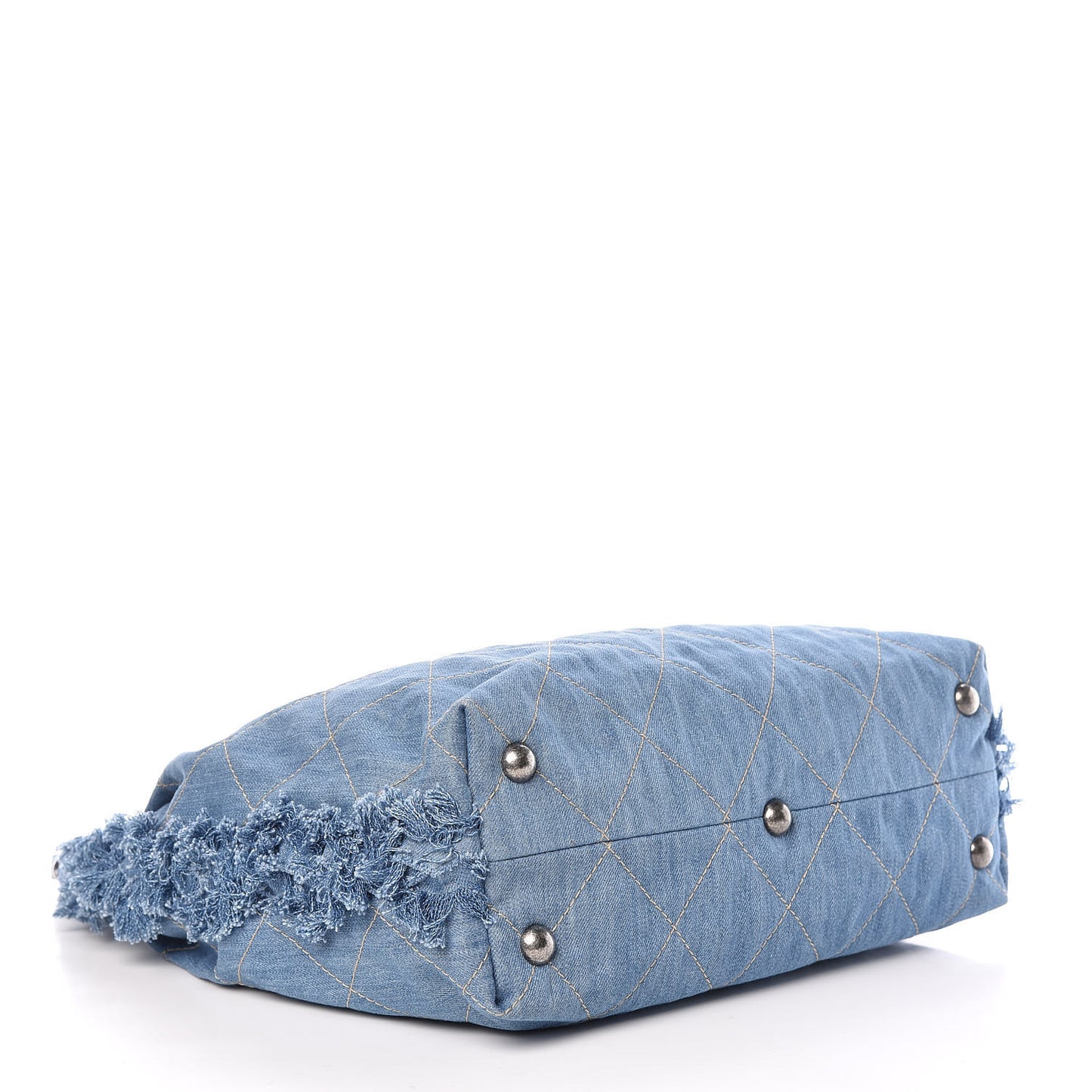 Denim Quilted Chain Hobo Light Blue