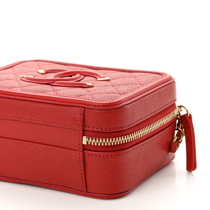 Chanel Caviar Quilted Small CC Filigree Vanity Case Red 10 of 10