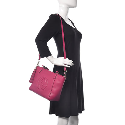 Gucci Pebbled Calfskin Small Soho Top Handle Bag Bright Bougainvillea 3 of 10