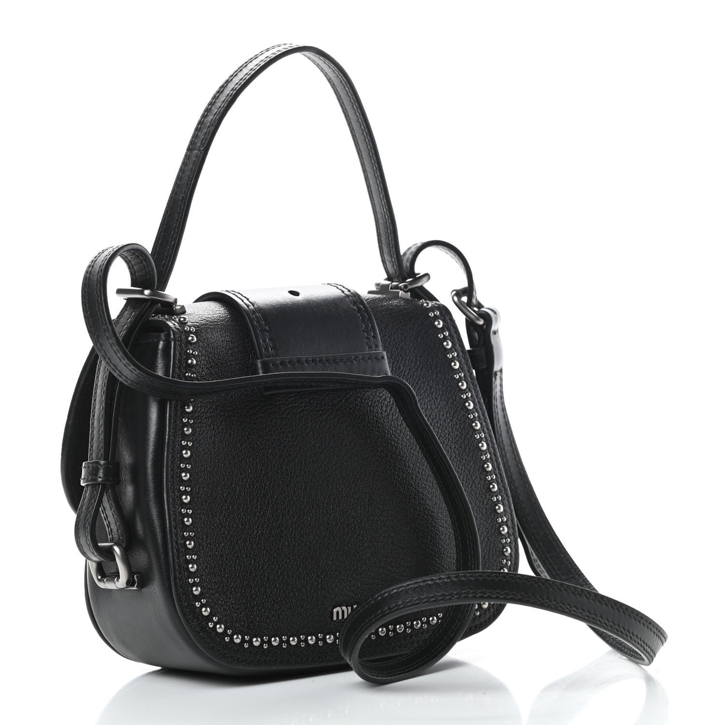 Goatskin Madras Soft Calfskin Crystal Embellished Dahlia Shoulder Bag Black