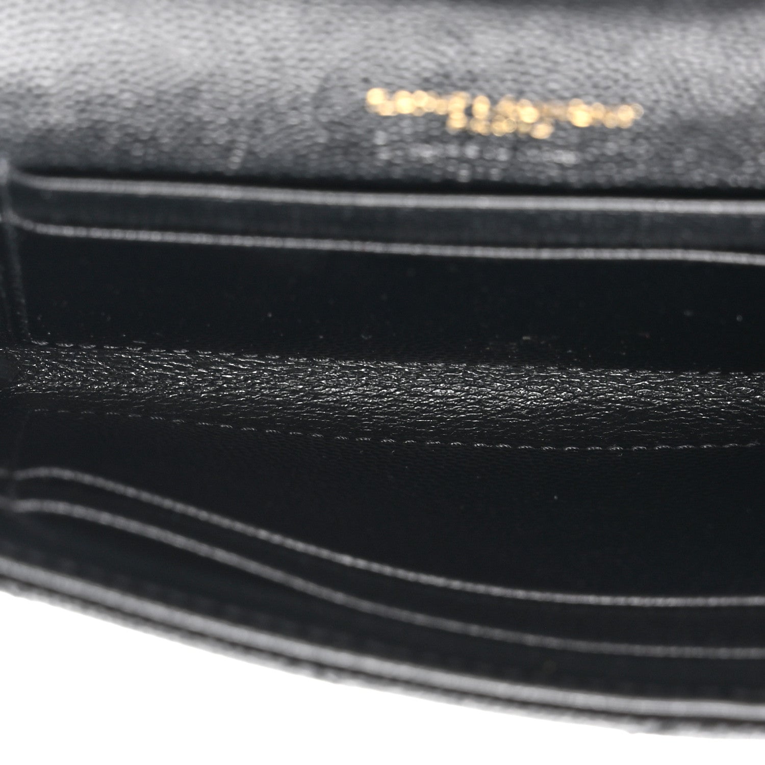 Saint Laurent Grain De Poudre Matelasse Chevron Small Monogram Envelope Wallet Black 5 of 9