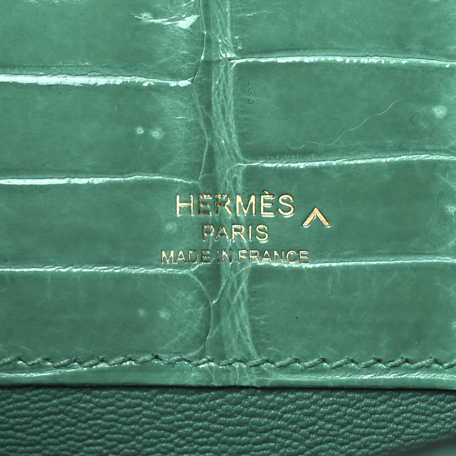 Hermes Shiny Porosus Crocodile Kelly Cut Pochette Vert Jade 6 of 12