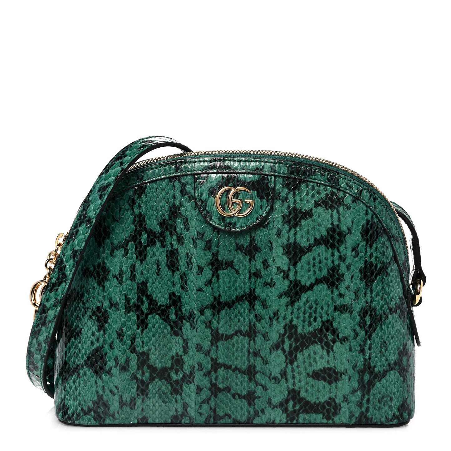 Snakeskin GG Small Ophidia Dome Shoulder Bag Emerald