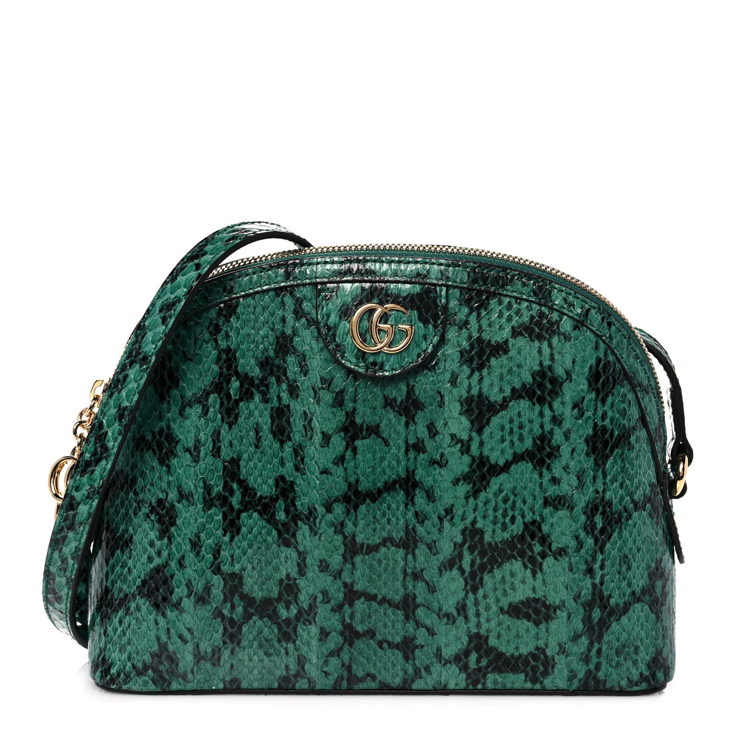 Gucci Snakeskin GG Small Ophidia Dome Shoulder Bag Emerald 1 of 11