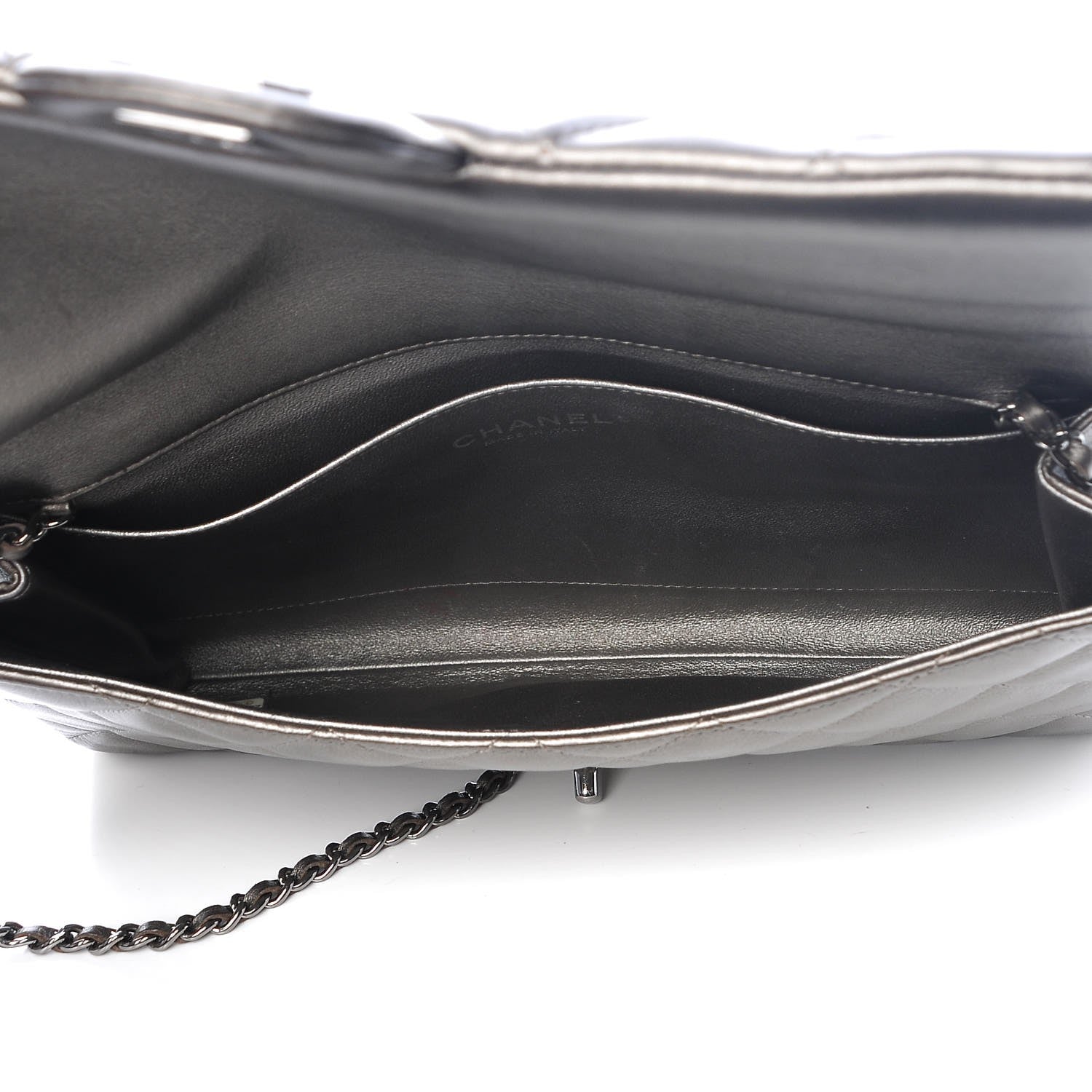 Chanel Metallic Lambskin Quilted Clutch With Chain Flap Bronze 5 of 8