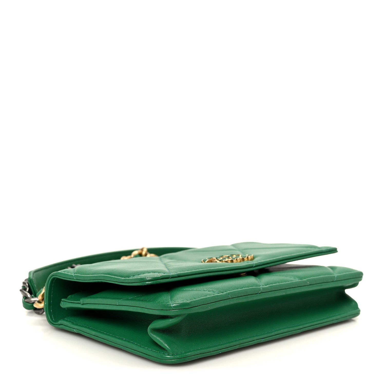 Chanel Lambskin Quilted Chanel 19 Wallet On Chain WOC Green 4 of 12