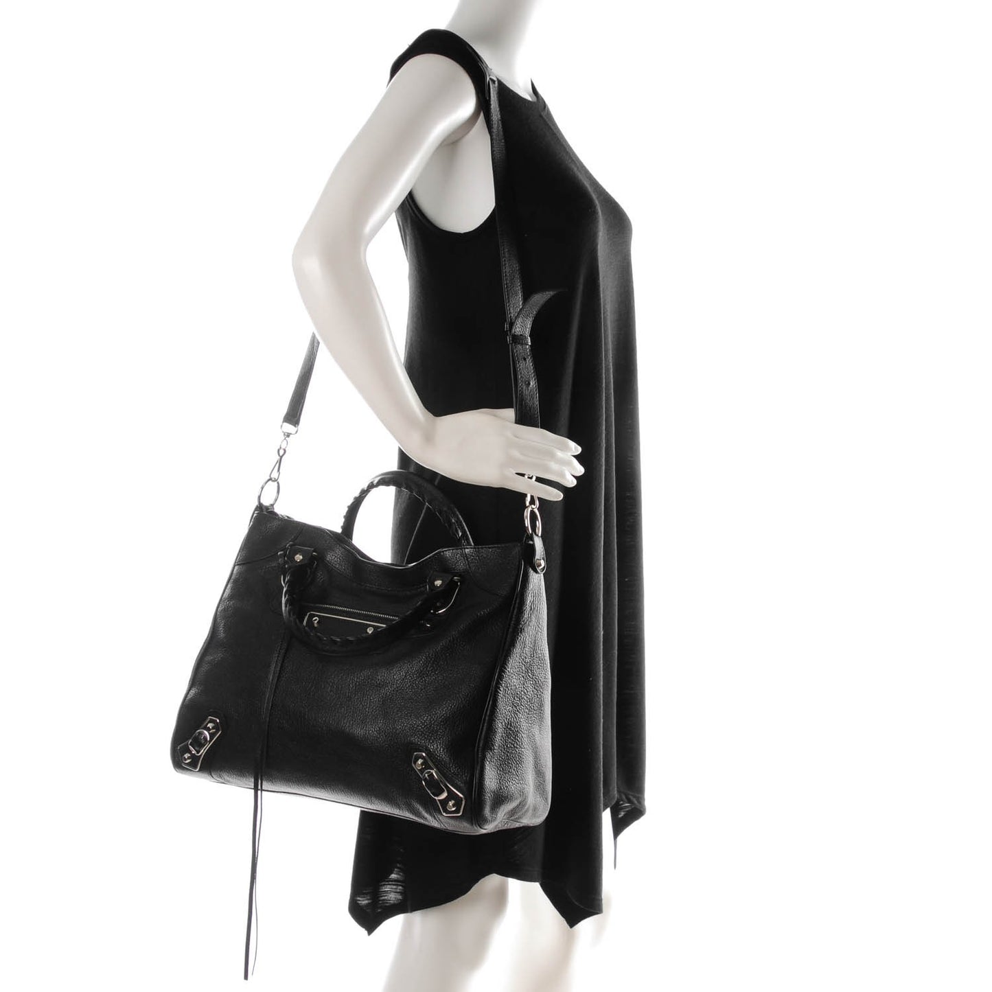 Chevre Silver Metallic Edge Hardware Velo Black