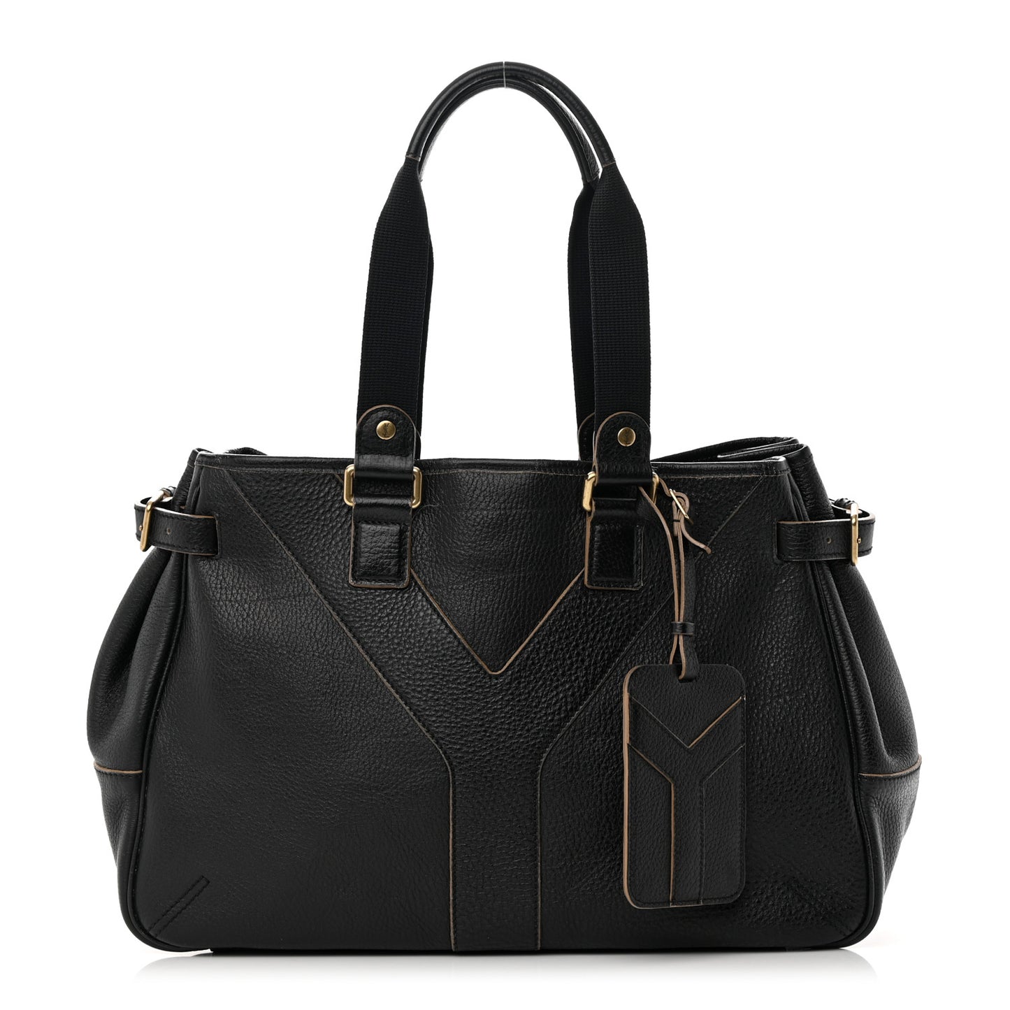 Textured Calfskin Y Bag Black