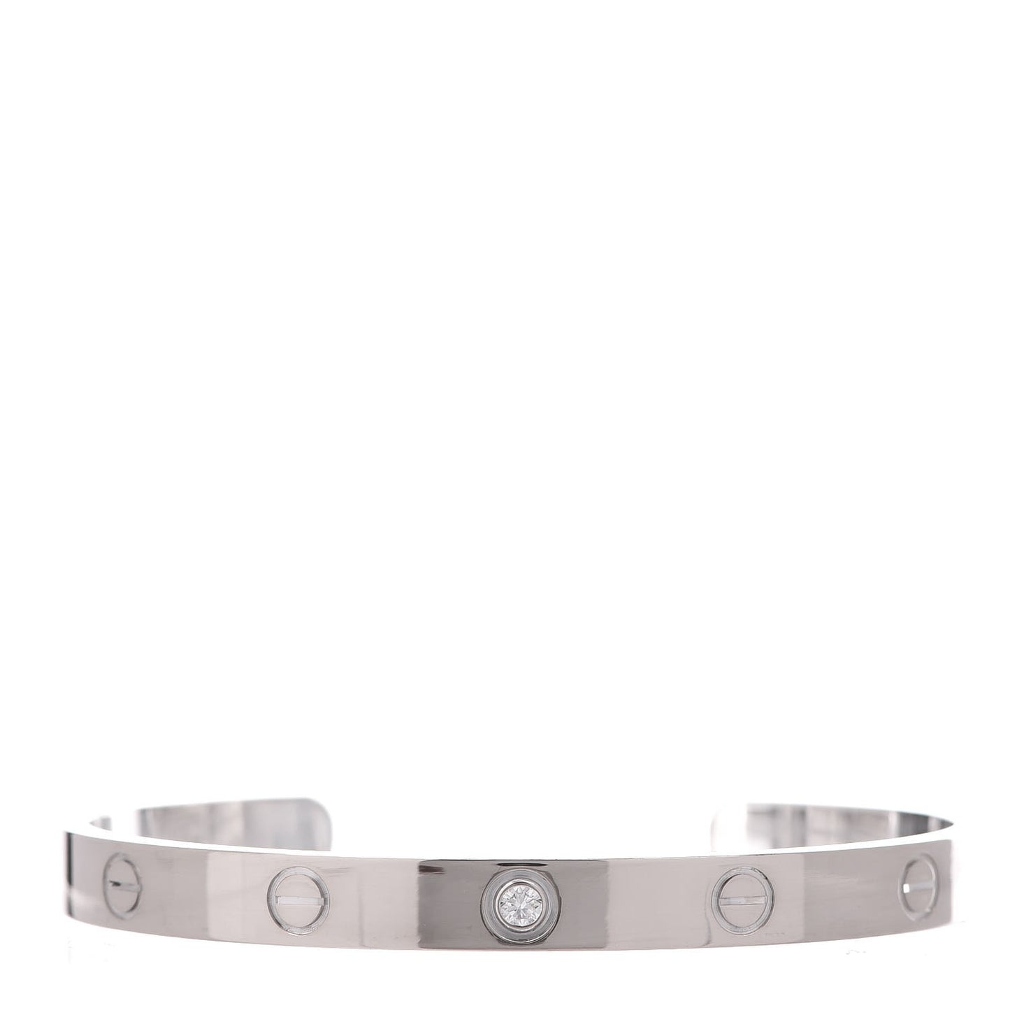 18K White Gold 1 Diamond LOVE Cuff Bracelet 18