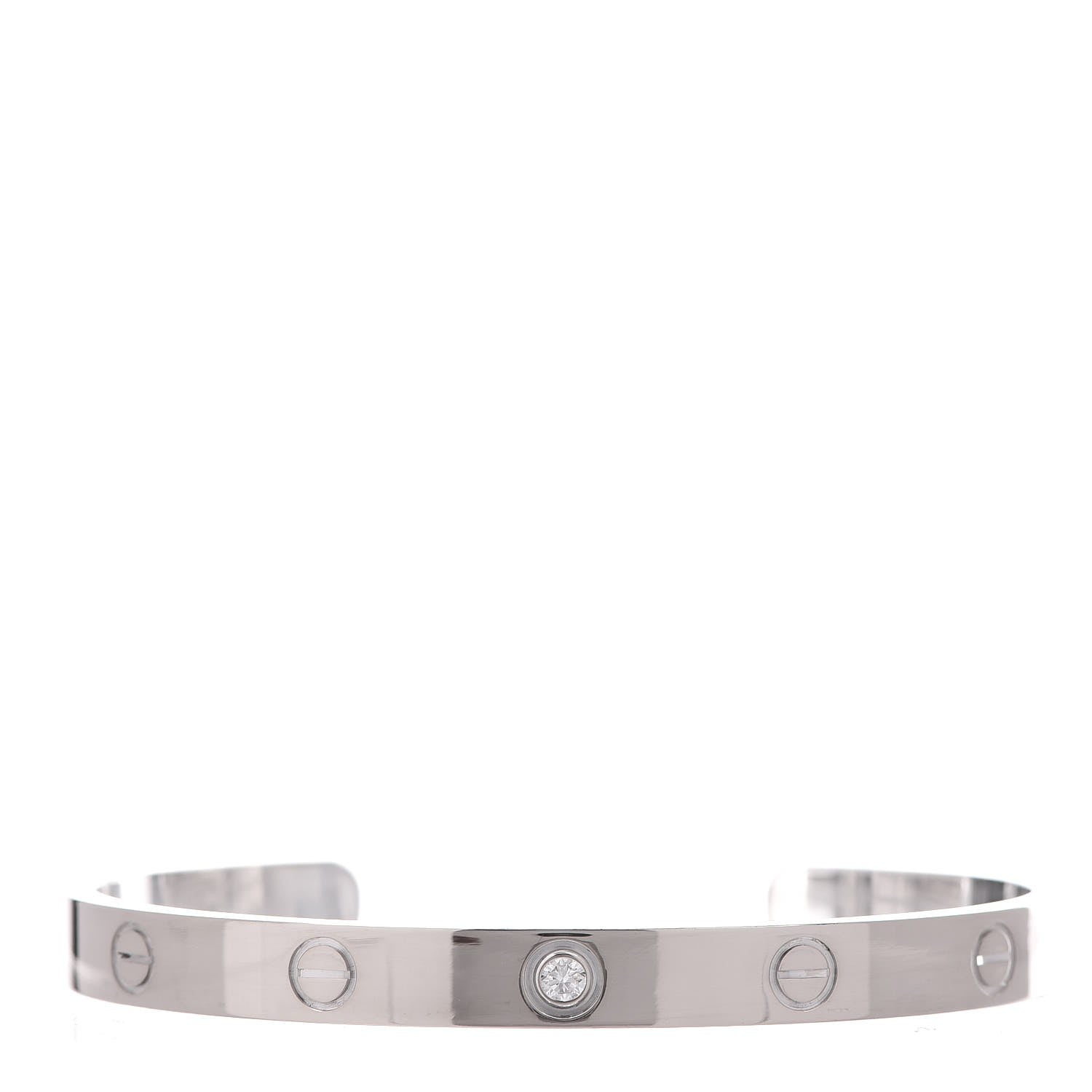 Cartier 18K White Gold 1 Diamond LOVE Cuff Bracelet 18 1 of 5