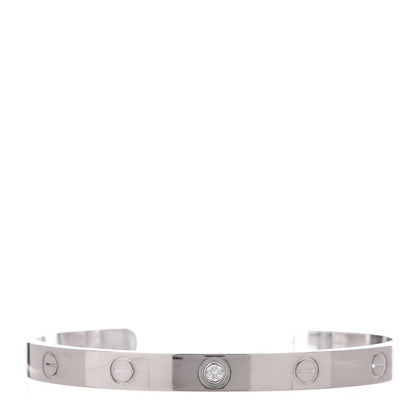 Cartier 18K White Gold 1 Diamond LOVE Cuff Bracelet 18 1 of 5
