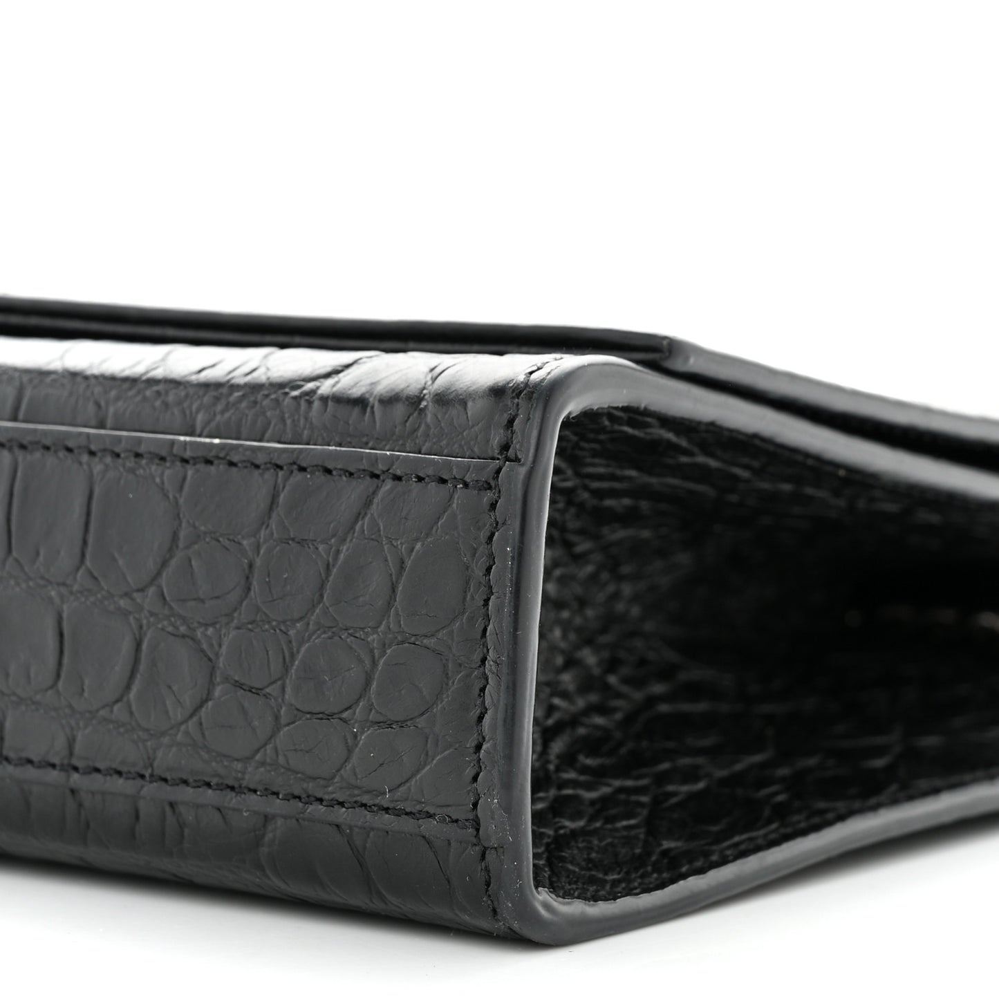 Calfskin Crocodile Embossed Medium Classic Monogram Kate Tassel Satchel Black