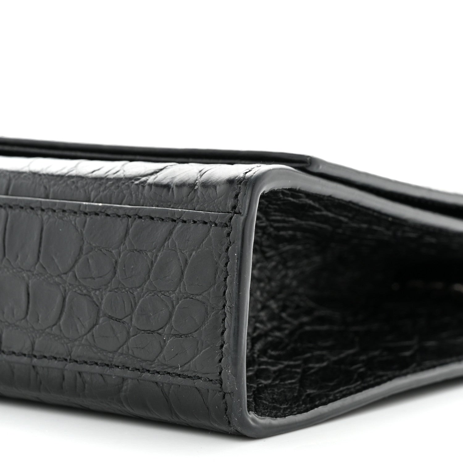 Saint Laurent Calfskin Crocodile Embossed Medium Classic Monogram Kate Tassel Satchel Black 9 of 9