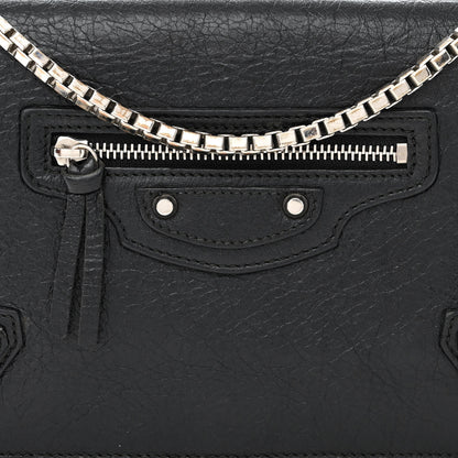 Balenciaga Grained Calfskin Classic Silver Hardware Wallet on Chain Black 9 of 12