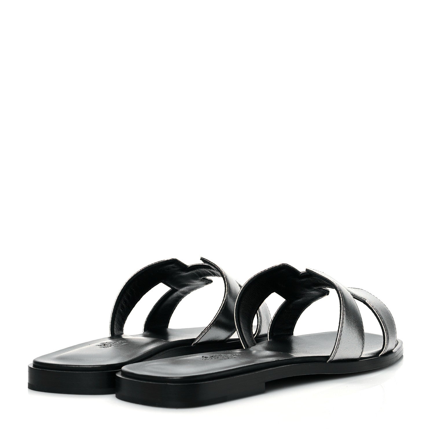 Hermes Metallic Nappa Oran Sandals 38 Gris Argente 4 of 9