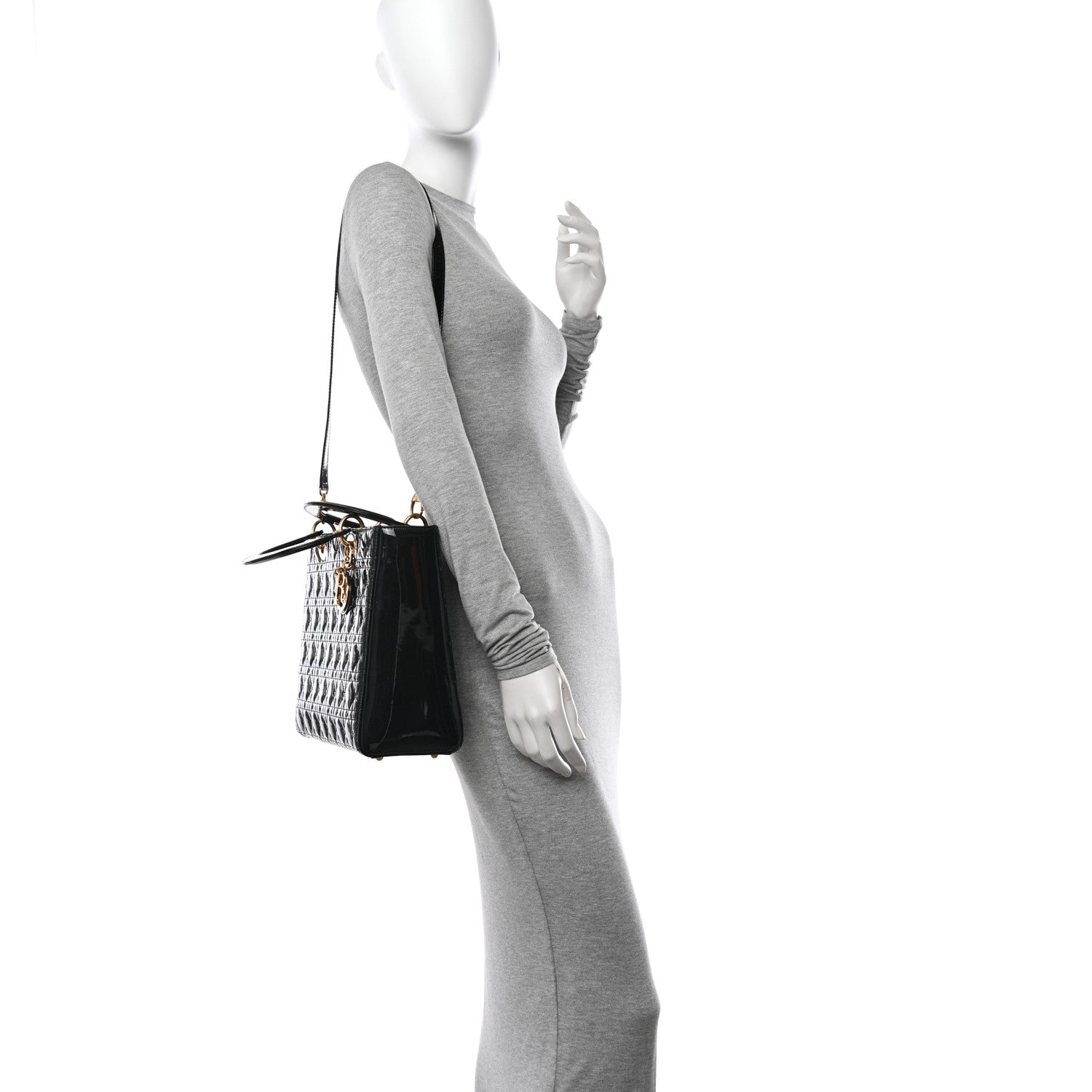 Christian Dior Patent Cannage Large Lady Dior Black 2 of 10