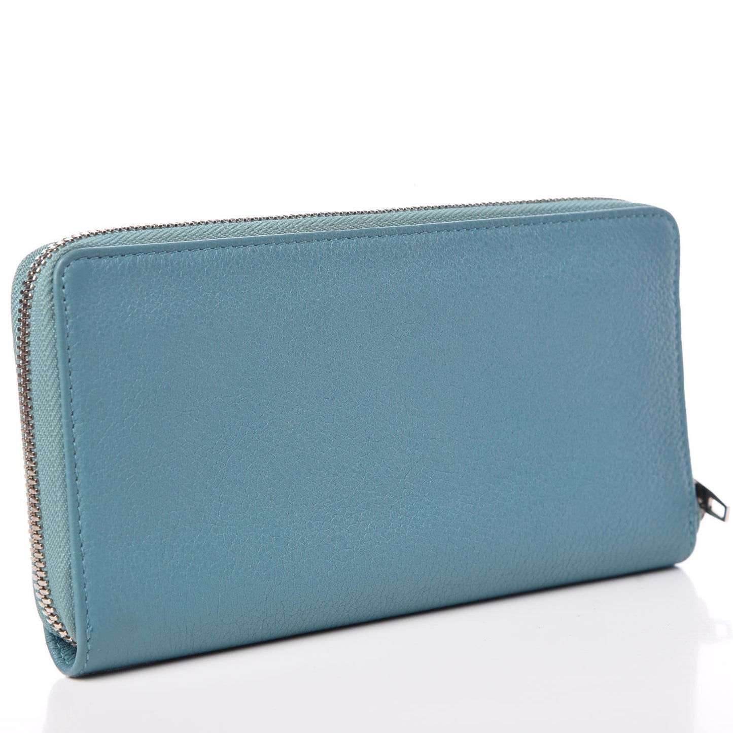 Calfskin Essential Continental Zip Around Wallet Bleu