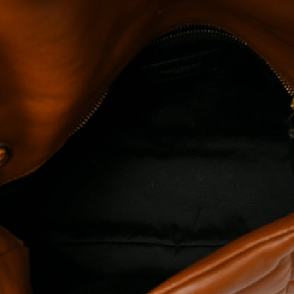 Saint Laurent Lambskin Quilted Small Loulou Puffer Monogram Chain Satchel Dark Honey 5 of 8