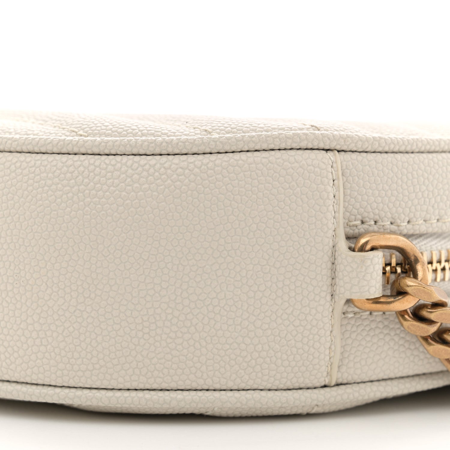 Saint Laurent Grain De Poudre Matelasse Chevron Quilted Round Vinyle Camera Bag Crema Soft 10 of 10