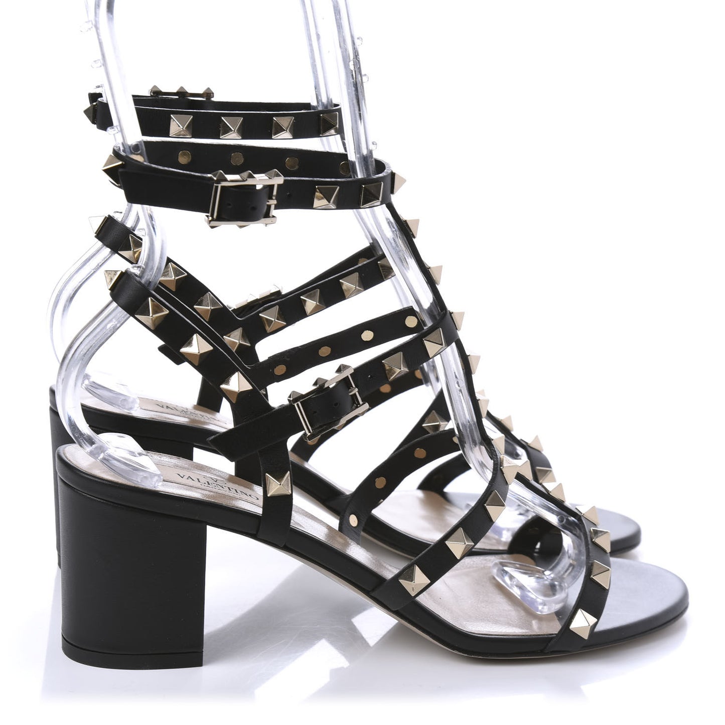 Calfskin Rockstud 60mm City Sandals 37.5 Black