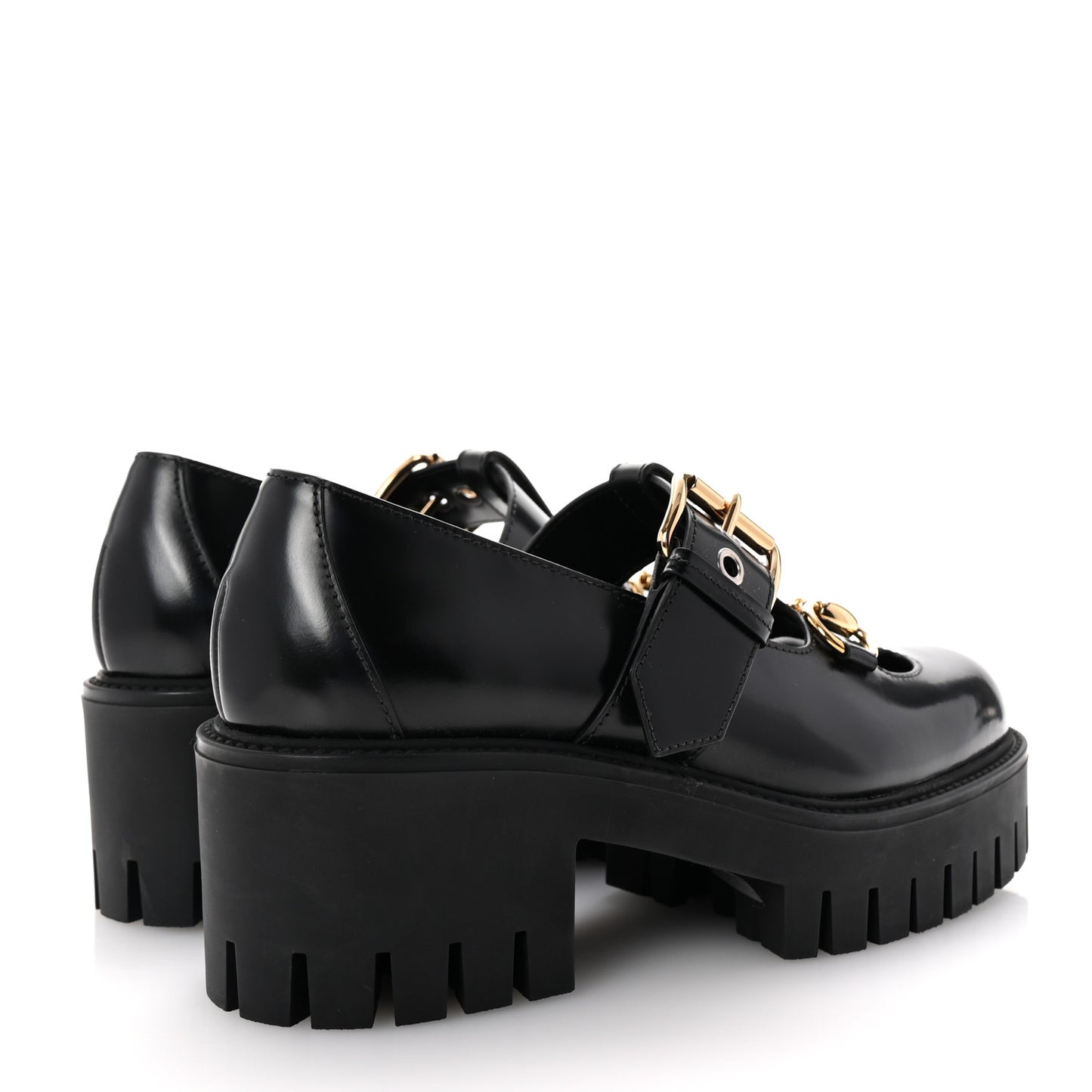 Cordovan Lux Womens Horsebit Platform Mary Jane Loafers 36.5 Black