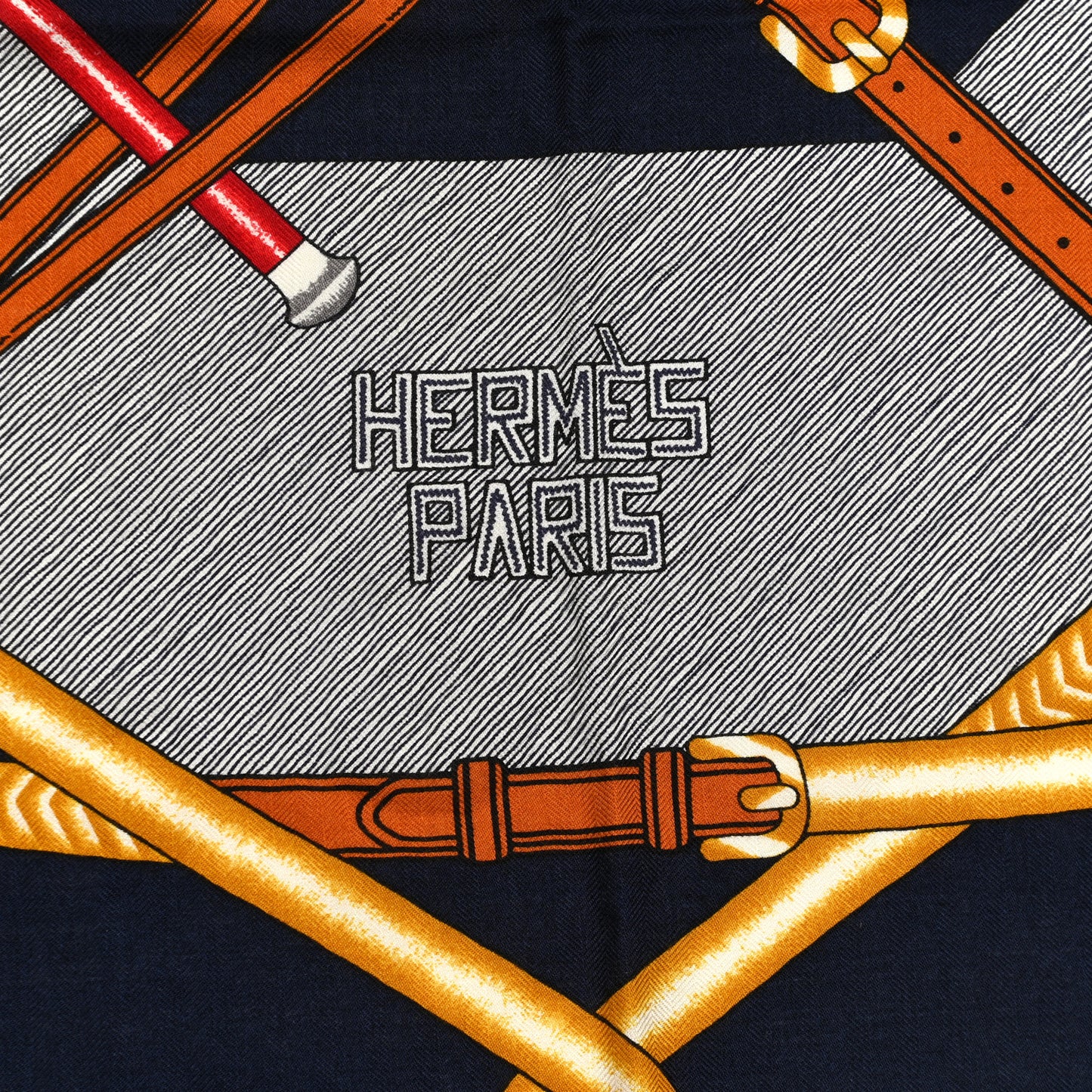 Cashmere Silk Parcours Sans Faute Shawl 140 Marine White Gold