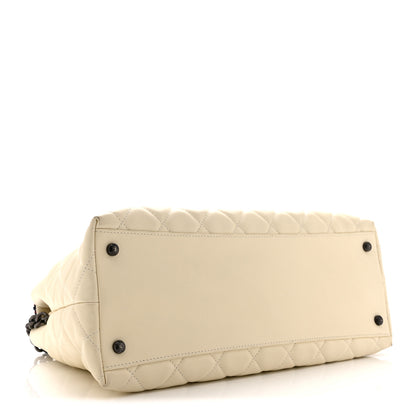Chanel Calfskin Tweed Quilted Large Portobello Tote White Multicolor 4 of 10