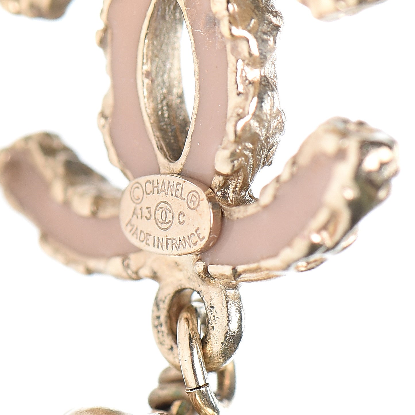 Crystal Pearl CC Drop Earrings Gold