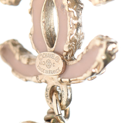 Chanel Crystal Pearl CC Drop Earrings Gold 4 of 4