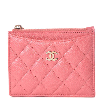 Chanel Caviar Quilted CC Zip Card Holder Pink 1 of 11