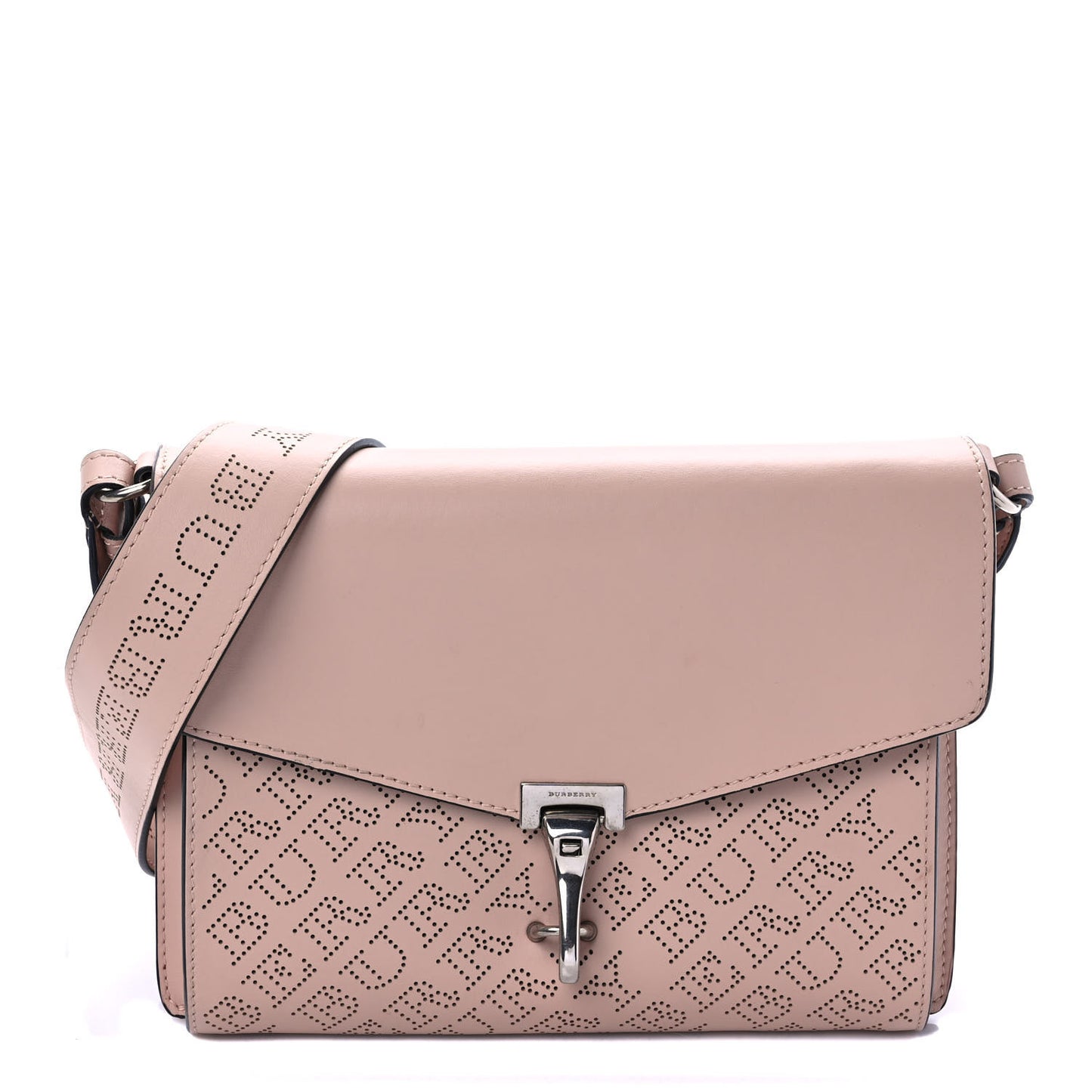 Calfskin Perforated Small Macken Crossbody Bag Fawn Pink