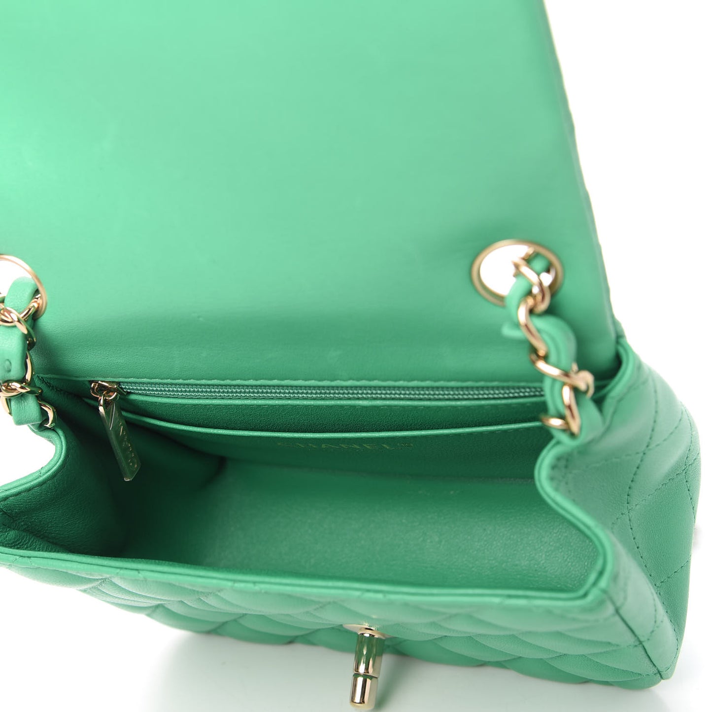 Lambskin Quilted Mini Square Flap Green