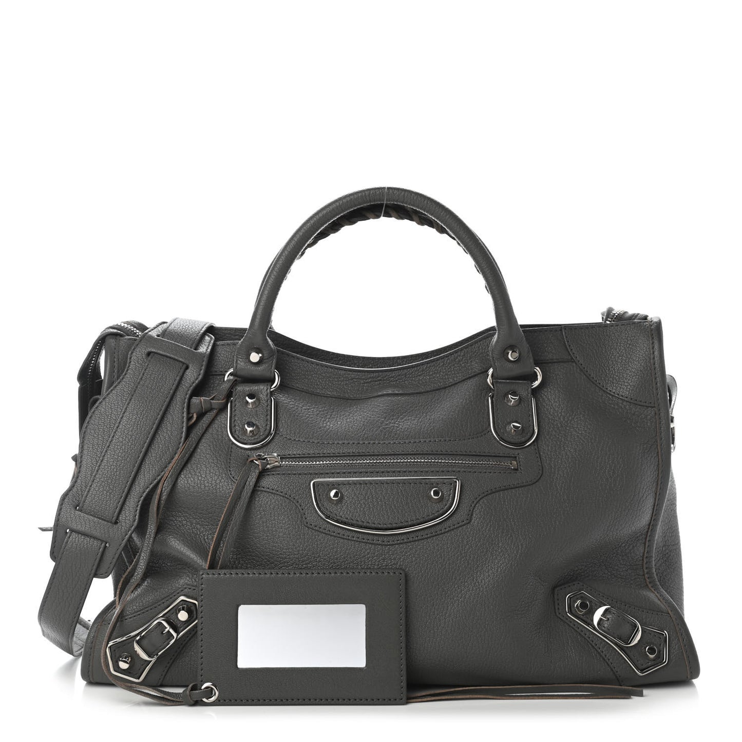 Chevre Silver Metallic Edge Hardware City Gris Acier