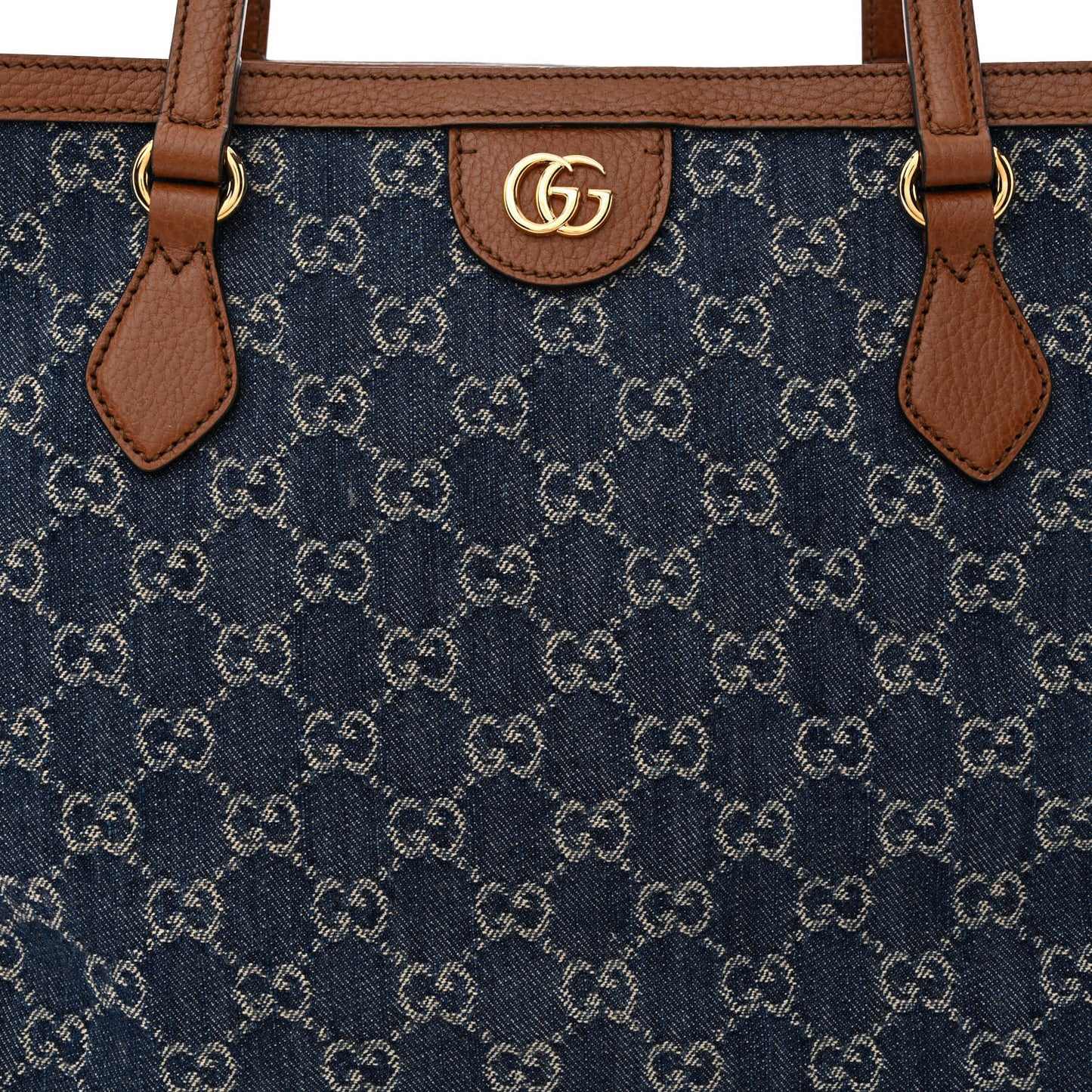 New Denim GG Monogram Medium Ophidia Shopping Tote Blue Tea Cuir