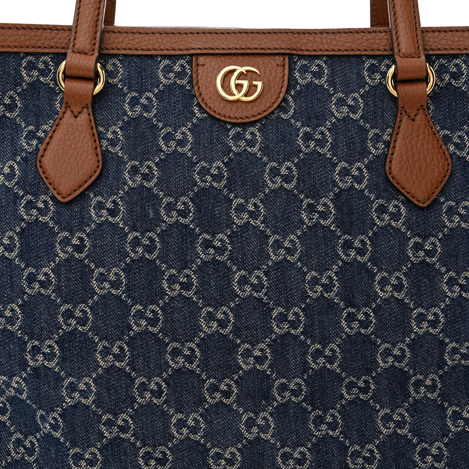 Gucci New Denim GG Monogram Medium Ophidia Shopping Tote Blue Tea Cuir 8 of 10