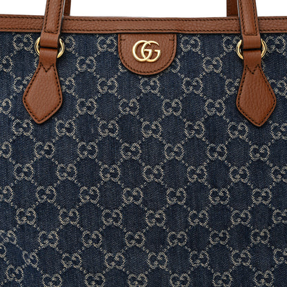 Gucci New Denim GG Monogram Medium Ophidia Shopping Tote Blue Tea Cuir 8 of 10