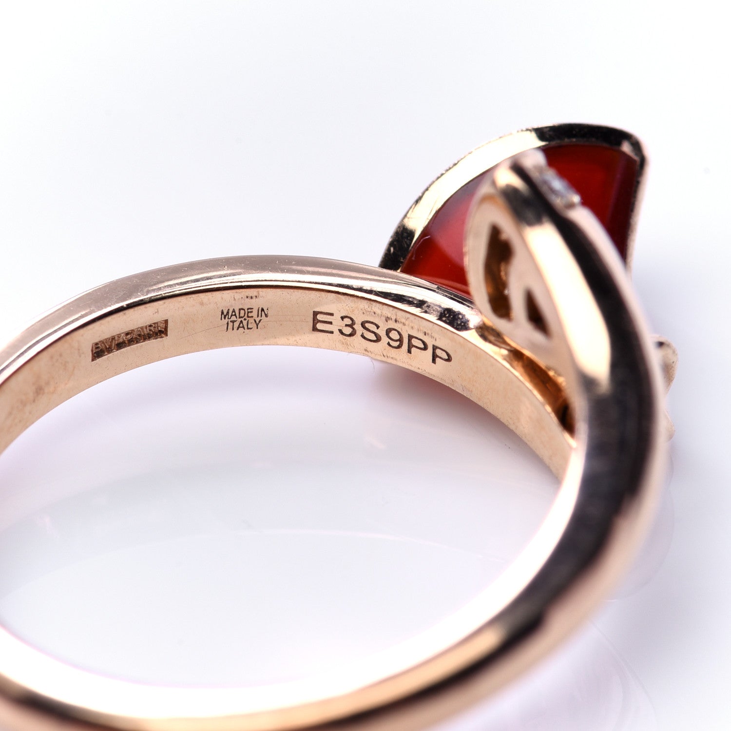 Bulgari 18K Rose Gold Diamond Carnelian Divas' Dream Charm Ring 53 6.5 4 of 6