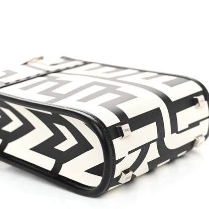 Fendi X MARC JACOBS Vitello King Plexiglass Logo Print Mini Fendi Sunshine Shopper Tote Black White 9 of 9