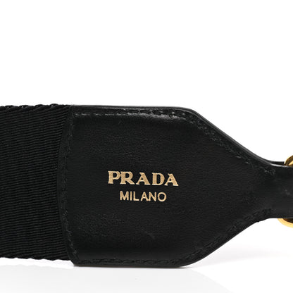Prada Vitello Daino Fabric Striped Shoulder Strap Black Grey 3 of 6